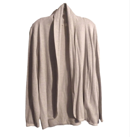 Cyrus Knit Open Front Cardigan Sweater Light Gray Large Minimalist Neutral - Picture 1 of 7